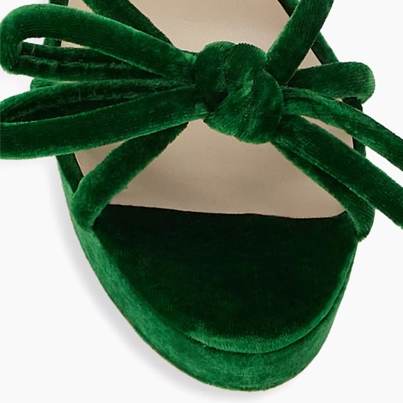 Loeffler Randall Melany Velvet Bow Heeled Platform Sandals - Picture 7 of 17